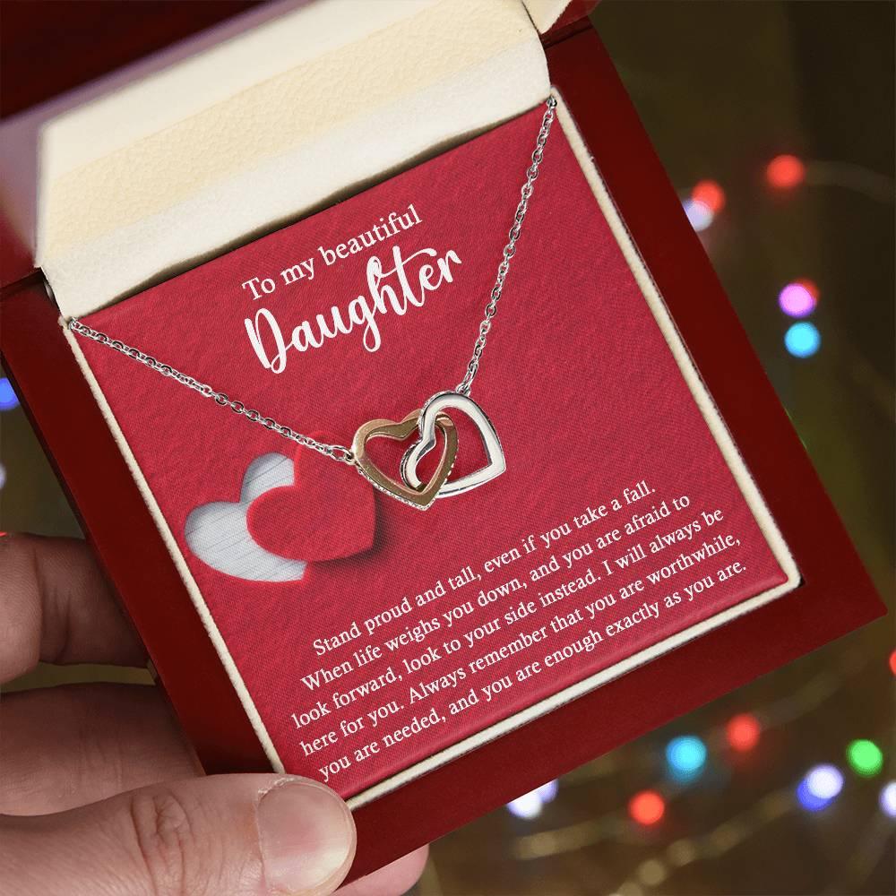 Daughter Wedding Day Gift - As You Are - Interlocking Hearts Necklace - Mallard Moon Gift Shop
