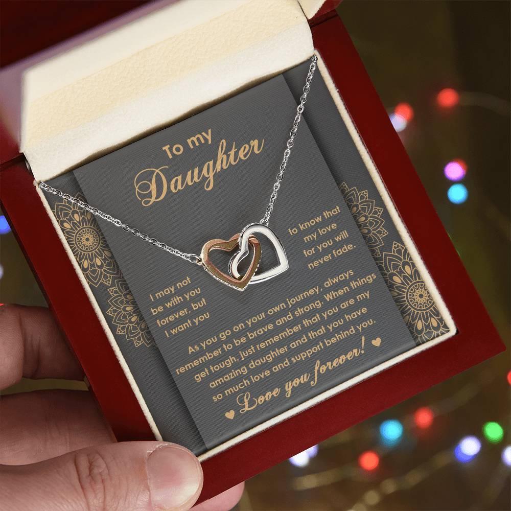 Gift for Birthday, Christmas - Daughter - Brave And Strong - Interlocking Hearts Necklace - Mallard Moon Gift Shop