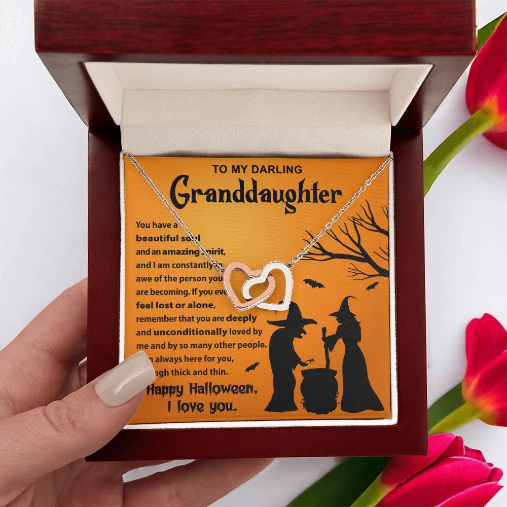 Granddaughter-Amazing Spirit Halloween Interlocking Hearts Pendant Necklace - Mallard Moon Gift Shop