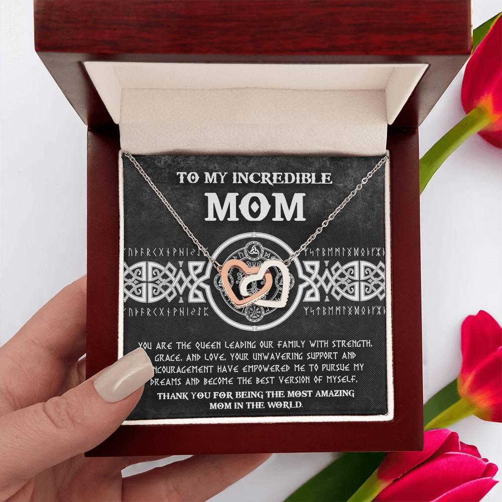 Mom - You are the Queen Leading our Family with Strength, Grace and Love Interlocking Hearts Pendant Necklace - Mallard Moon Gift Shop