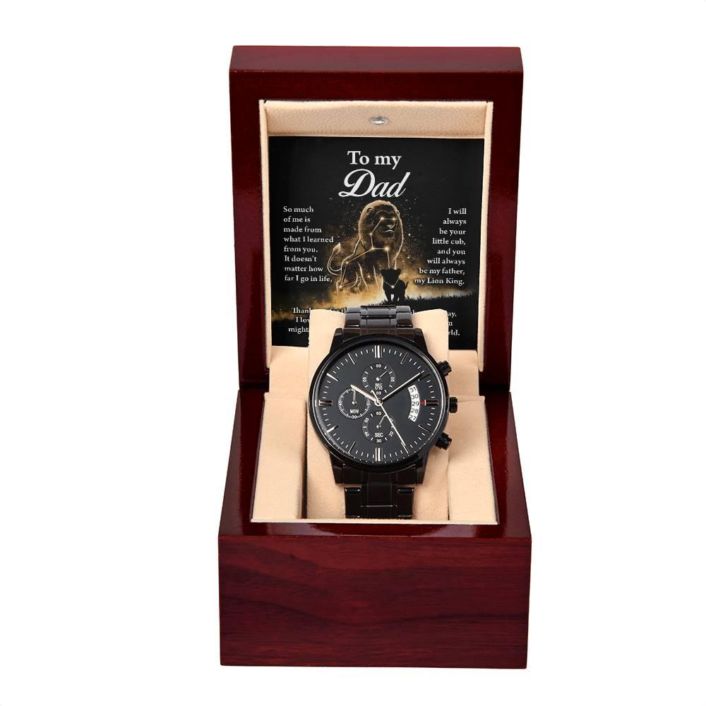 Dad Gift - My Lion King - Black Chronograph Watch - Mallard Moon Gift Shop