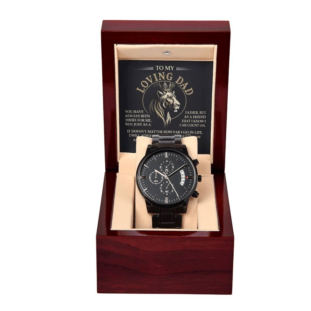 Gift for Dad from Daughter I will Always be Your Princess Black Chronograph Watch - Mallard Moon Gift Shop