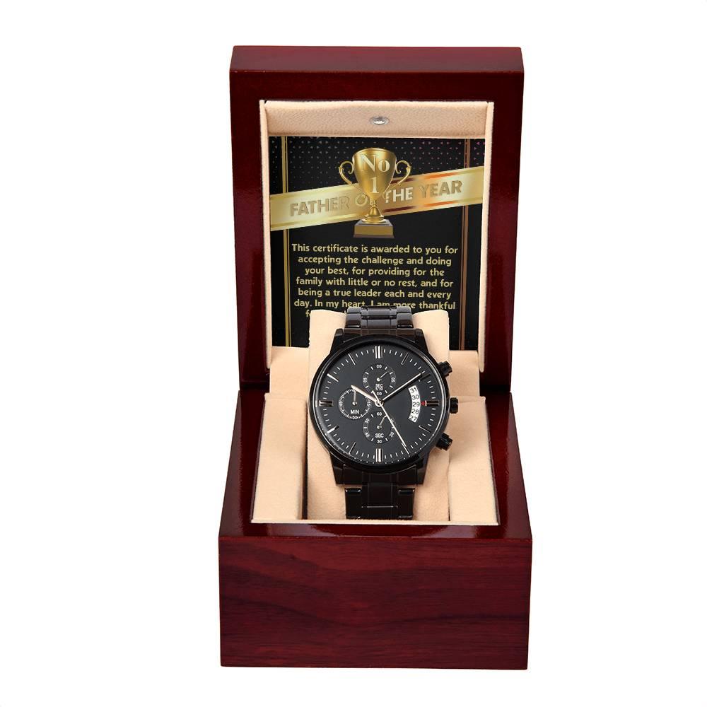 Father of the Year Black Chronograph Watch - Mallard Moon Gift Shop