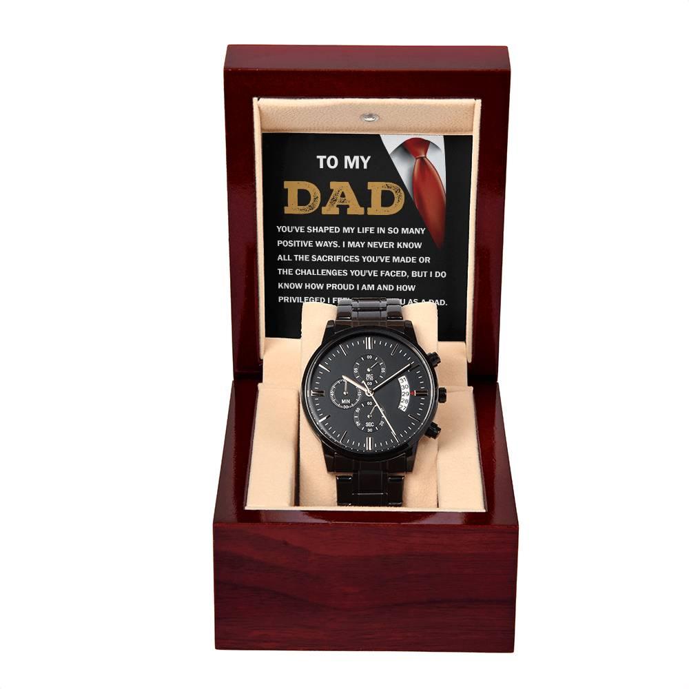 Dad Gift I Am Proud To Have You as My Dad Black Chronograph Watch - Mallard Moon Gift Shop
