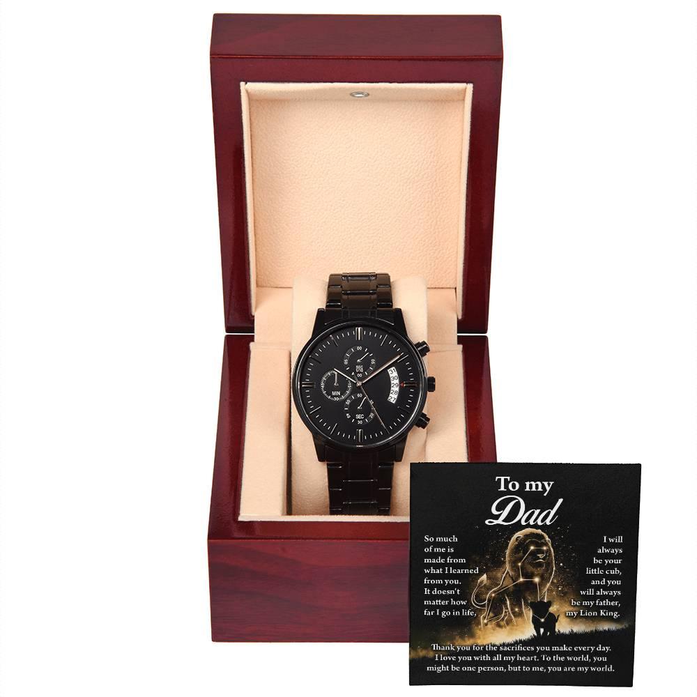Dad Gift - My Lion King - Black Chronograph Watch - Mallard Moon Gift Shop