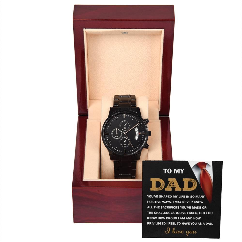 Dad Gift I Am Proud To Have You as My Dad Black Chronograph Watch - Mallard Moon Gift Shop