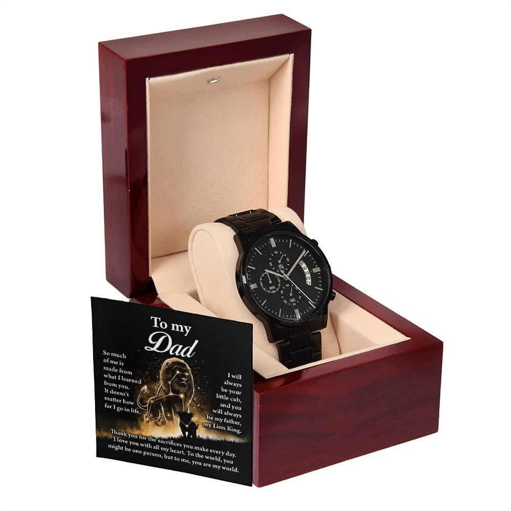 Dad Gift - My Lion King - Black Chronograph Watch - Mallard Moon Gift Shop