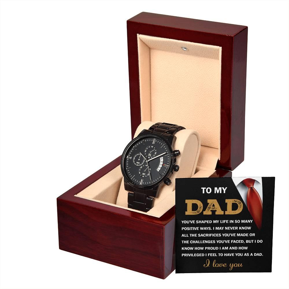 Dad Gift I Am Proud To Have You as My Dad Black Chronograph Watch - Mallard Moon Gift Shop