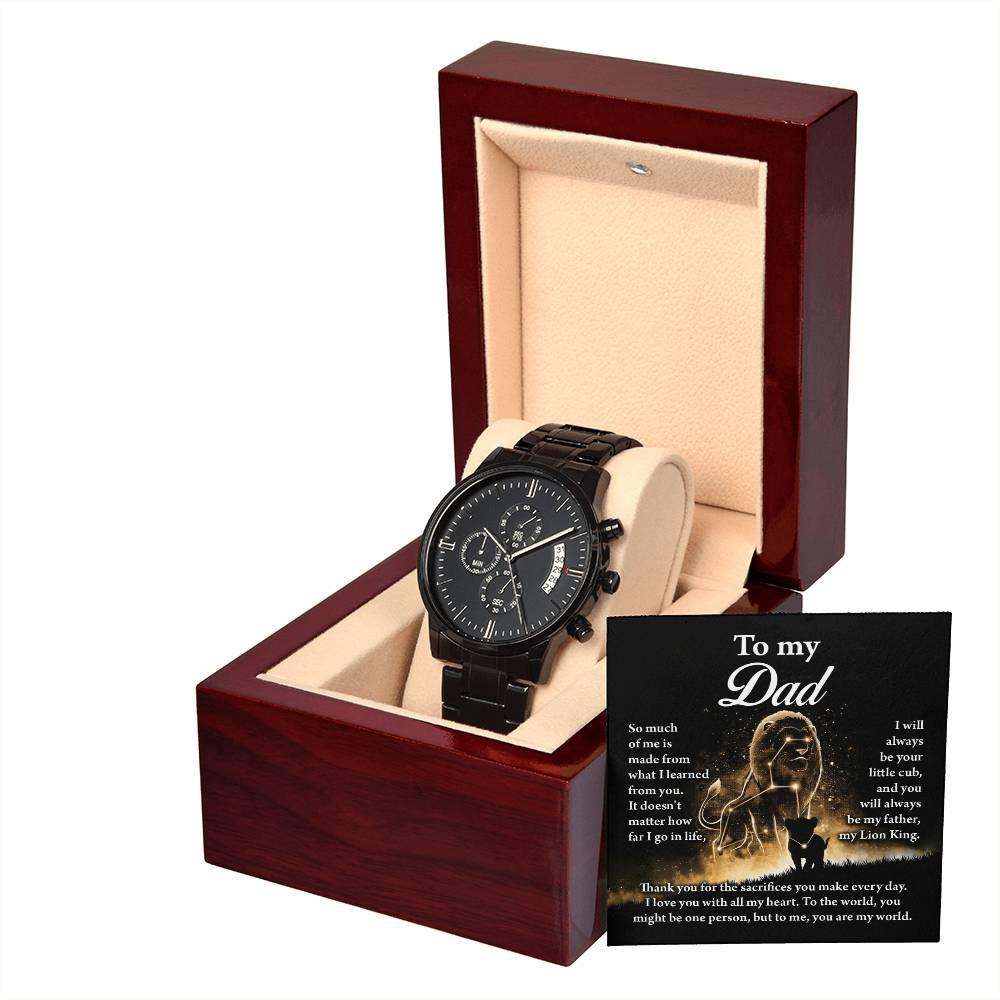 Dad Gift - My Lion King - Black Chronograph Watch - Mallard Moon Gift Shop
