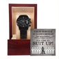 Groomsman Your Service is Required - Time to Suit Up - Black Chronograph Watch - Mallard Moon Gift Shop