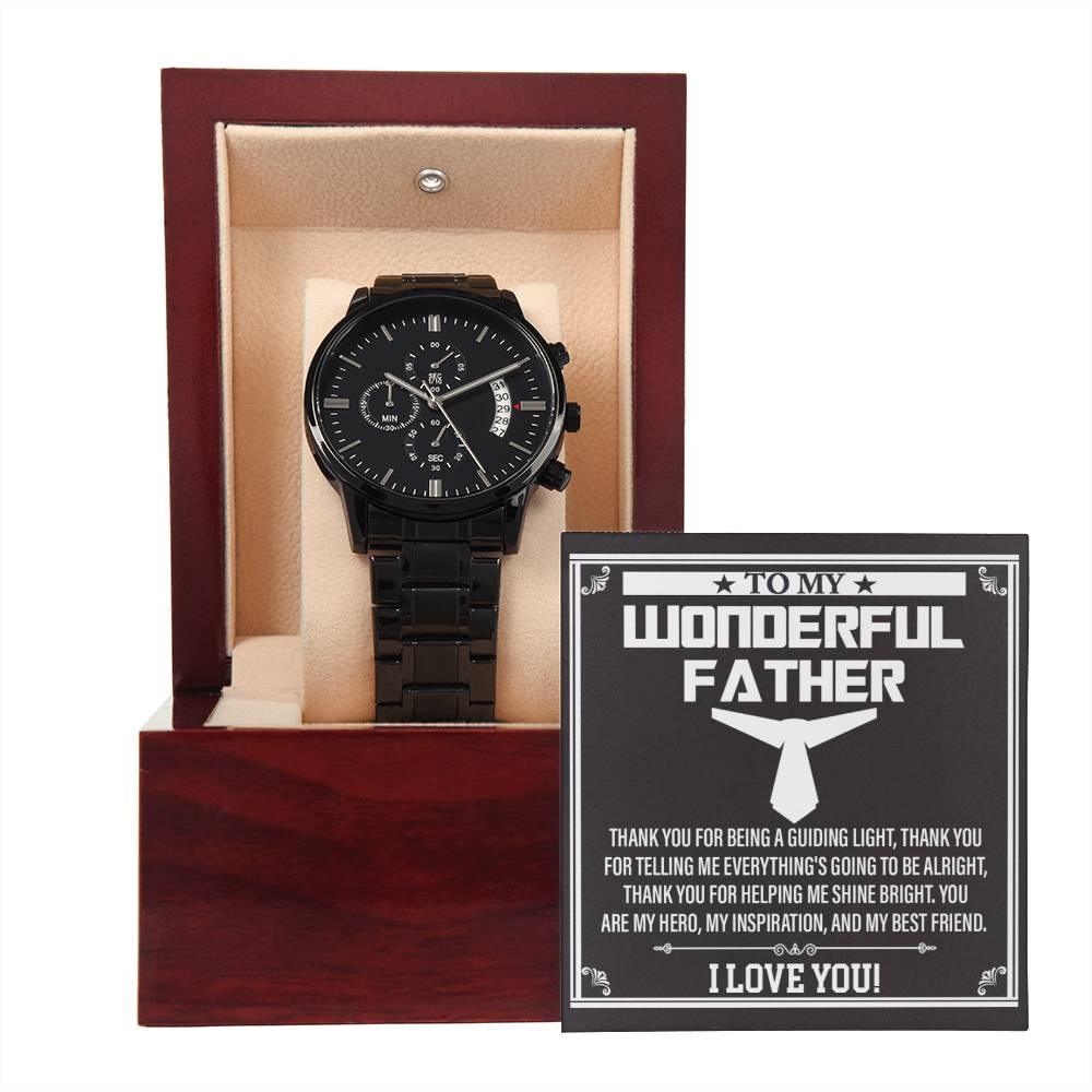 Dad Gift You Are My Guiding Light Black Chronograph Watch - Mallard Moon Gift Shop