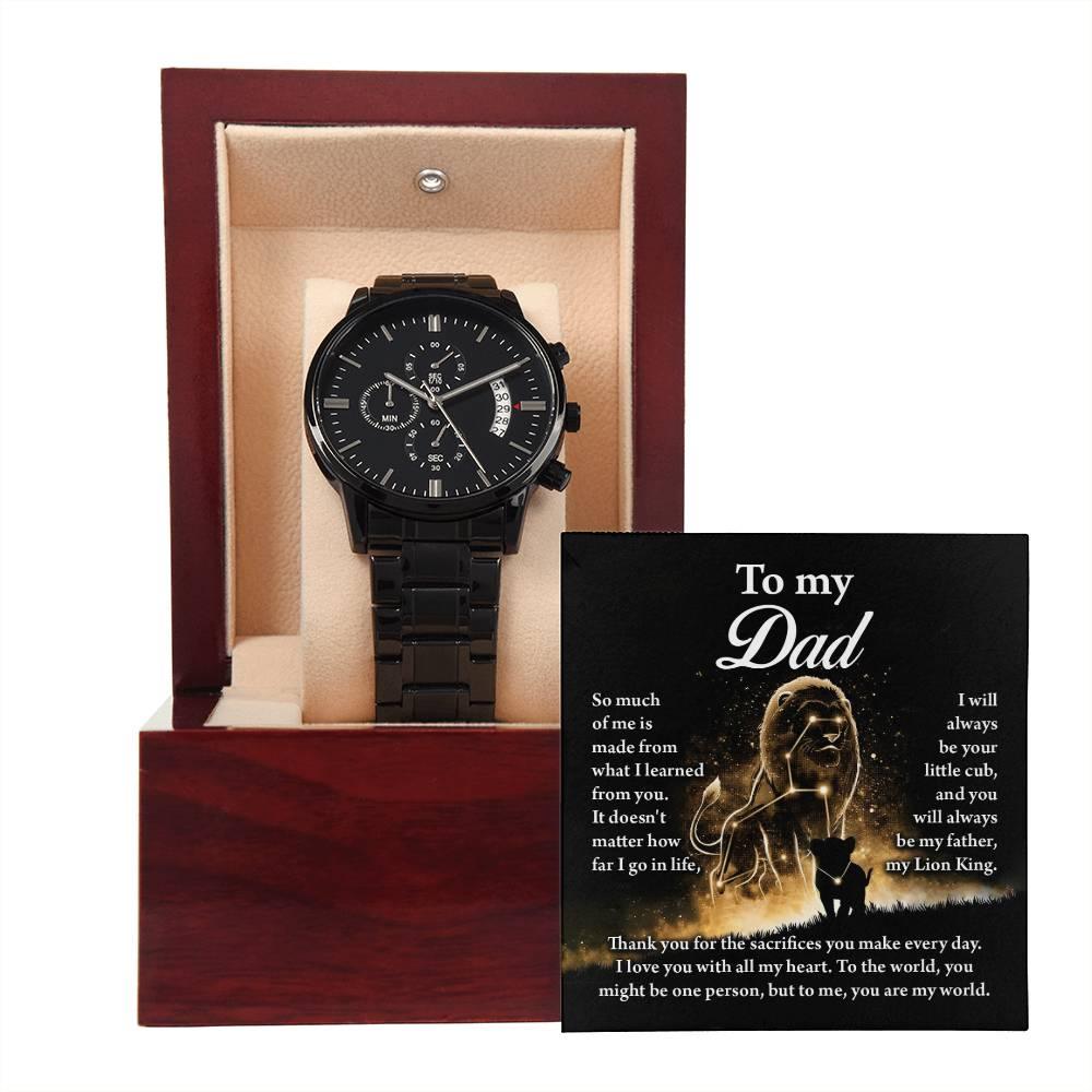 Dad Gift - My Lion King - Black Chronograph Watch - Mallard Moon Gift Shop