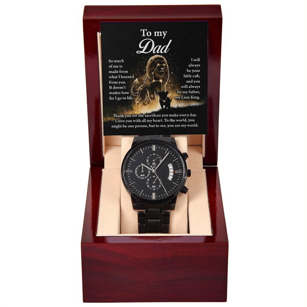 Dad Gift - My Lion King - Black Chronograph Watch - Mallard Moon Gift Shop