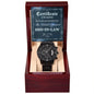 Son-In-Law Wedding Day Gift-Certificate Of Achievement-Black Chronograph Watch - Mallard Moon Gift Shop