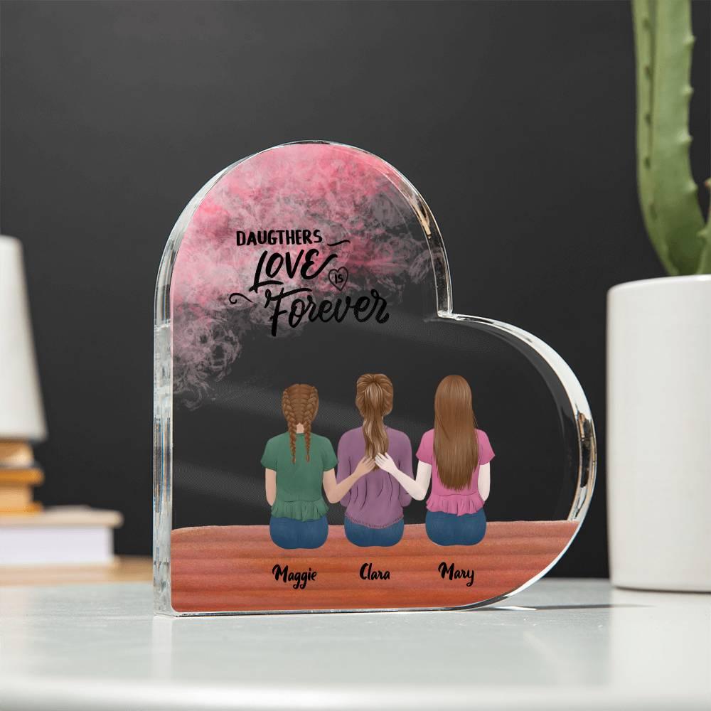 Mother and Daughters Personalized Acrylic Heart Plaque - Mallard Moon Gift Shop
