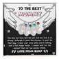 Best Mommy Pregnancy Gift Love from the Bump Engraved Name Baby Feet Pendant Necklace with Birthstone - Mallard Moon Gift Shop