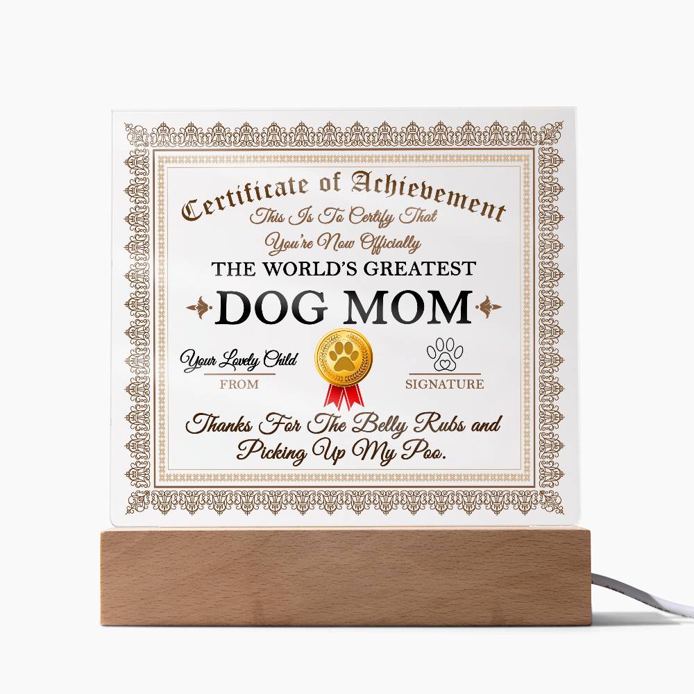 Dog Mom Certificate of Achievement - Mallard Moon Gift Shop