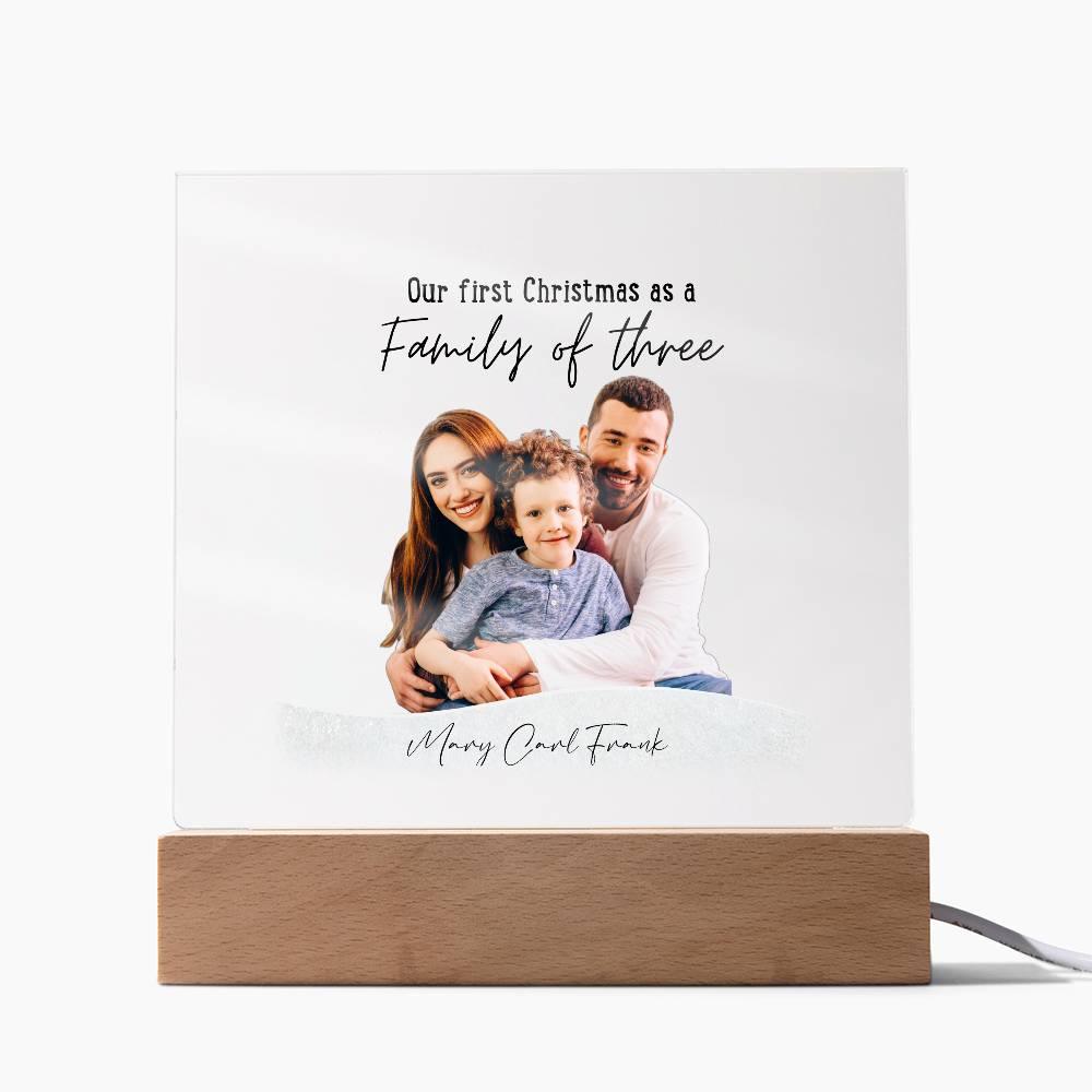 Family Personalized Photo Image Acrylic Plaque with Lighted LED Wooden Base - Mallard Moon Gift Shop
