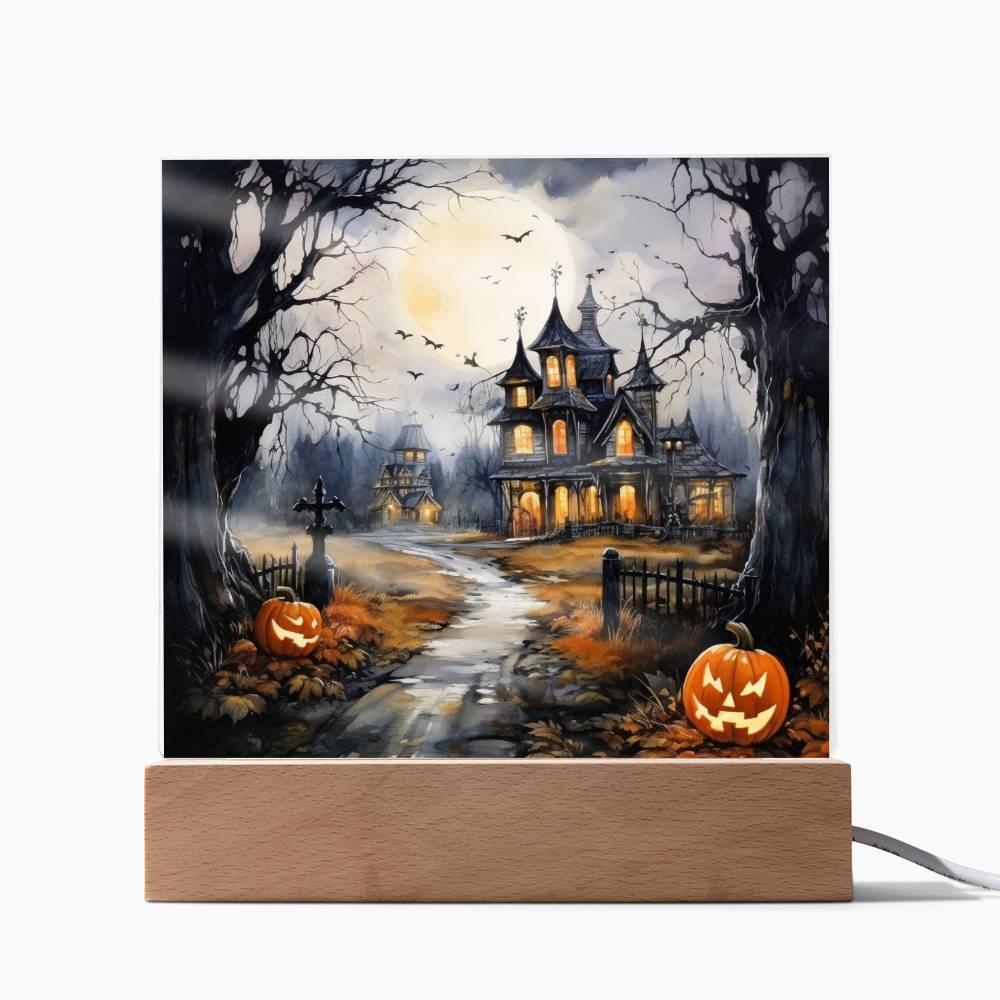 All Hallow's Haunt: Spooky Mansion Display Acrylic Plaque - Mallard Moon Gift Shop