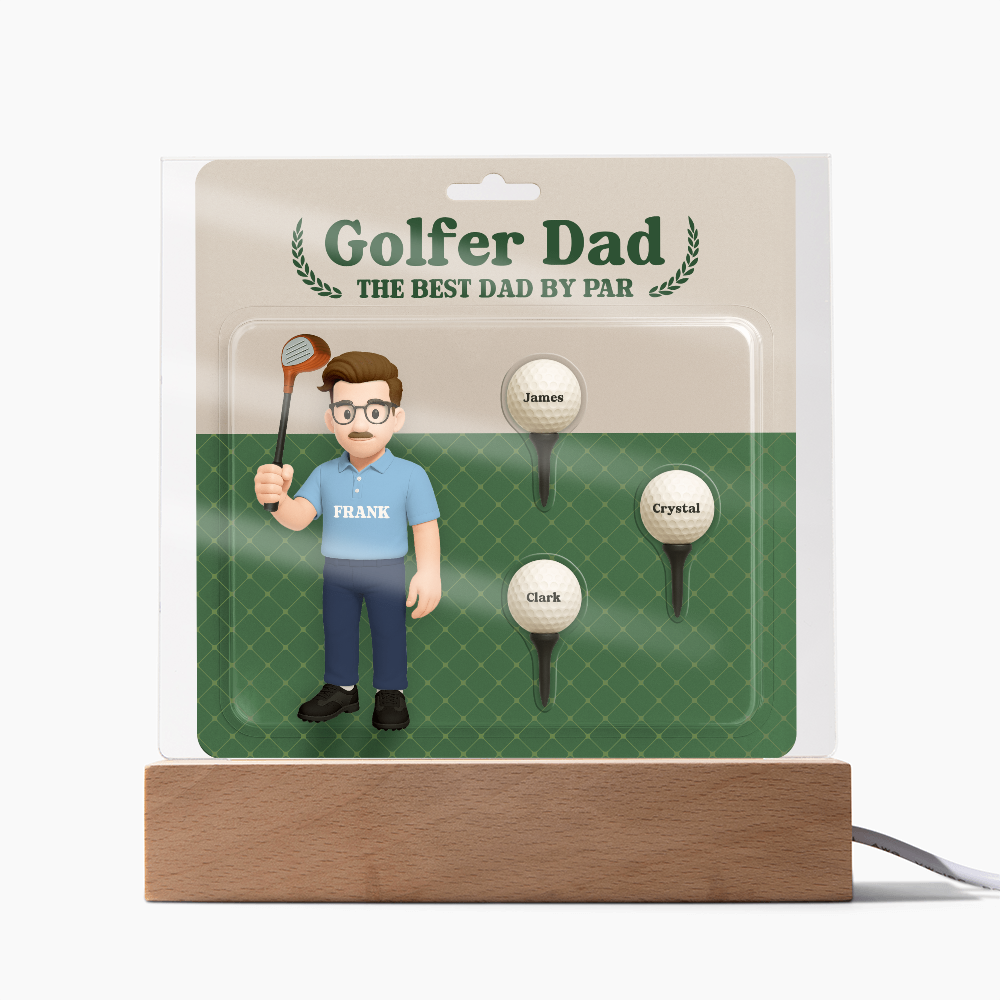 Golfer Dad Personalized Gift Plaque – Custom Golf Balls with Kids' Names – “The Best Dad by Par” Father's Day Gift from Children - Mallard Moon Gift Shop