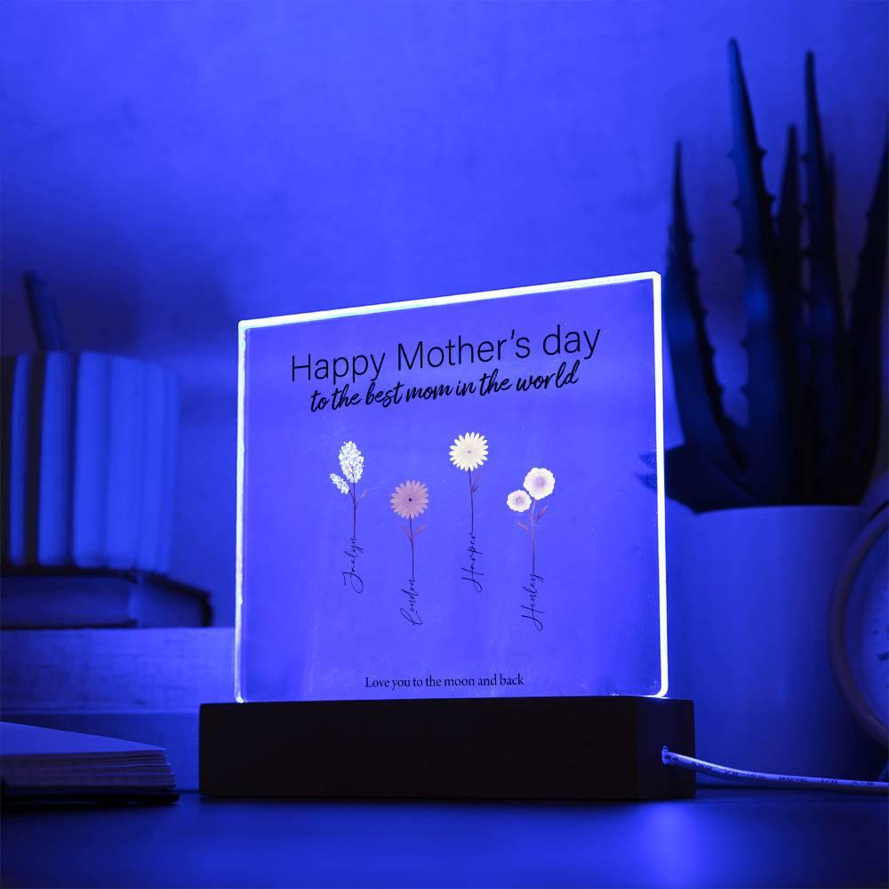 Mother Personalized Acrylic Plaque - Mom's Garden with Custom Message and Name Flowers - Mallard Moon Gift Shop