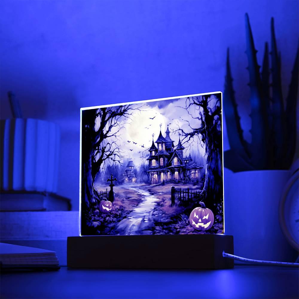All Hallow's Haunt: Spooky Mansion Display Acrylic Plaque - Mallard Moon Gift Shop