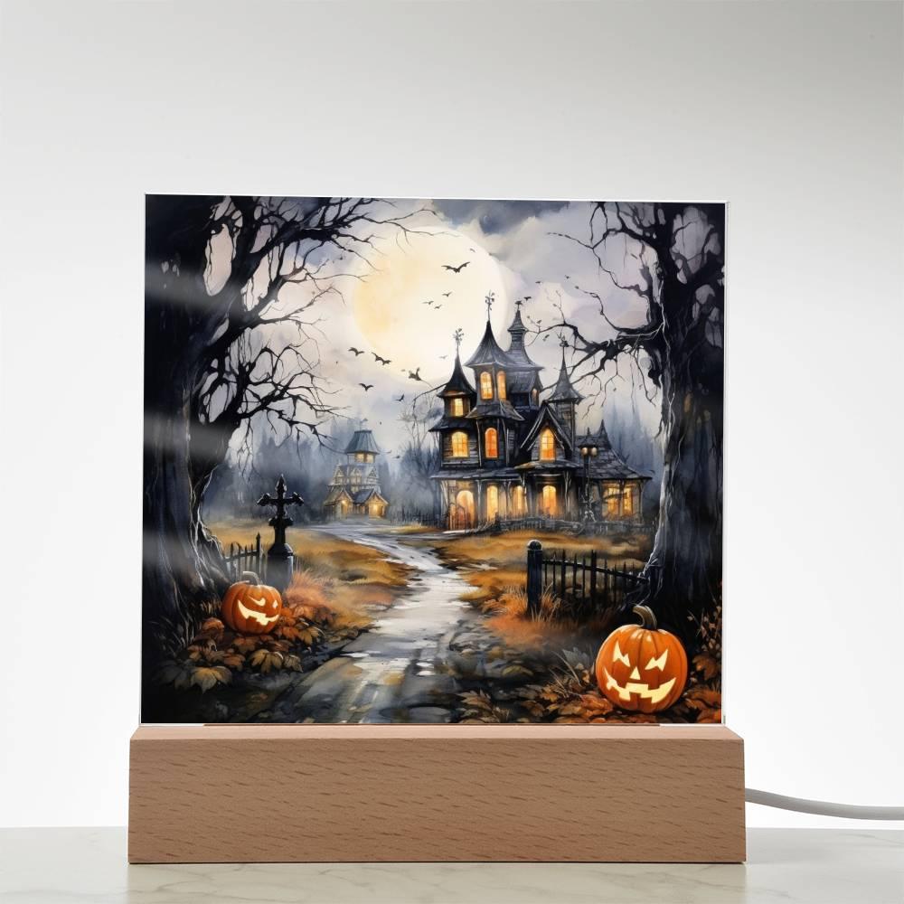 All Hallow's Haunt: Spooky Mansion Display Acrylic Plaque - Mallard Moon Gift Shop