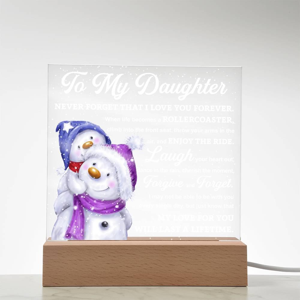 Daughter Gift - Enjoy The Ride Acrylic Square Plaque with LED Wooden Base - Mallard Moon Gift Shop