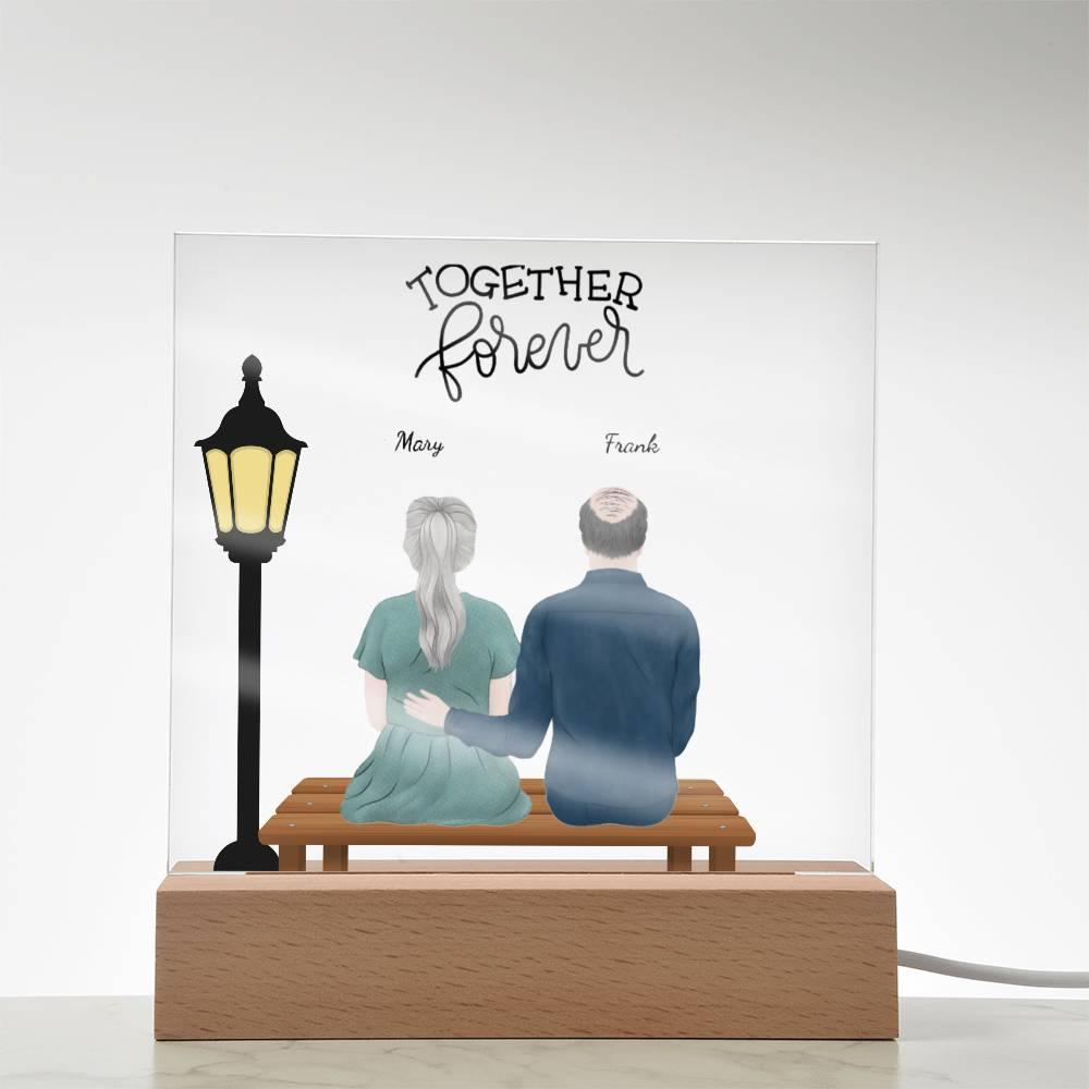 Anniversary, Birthday, Christmas Personalized Couples Romantic Sitting in the Park Acrylic Plaque - Mallard Moon Gift Shop