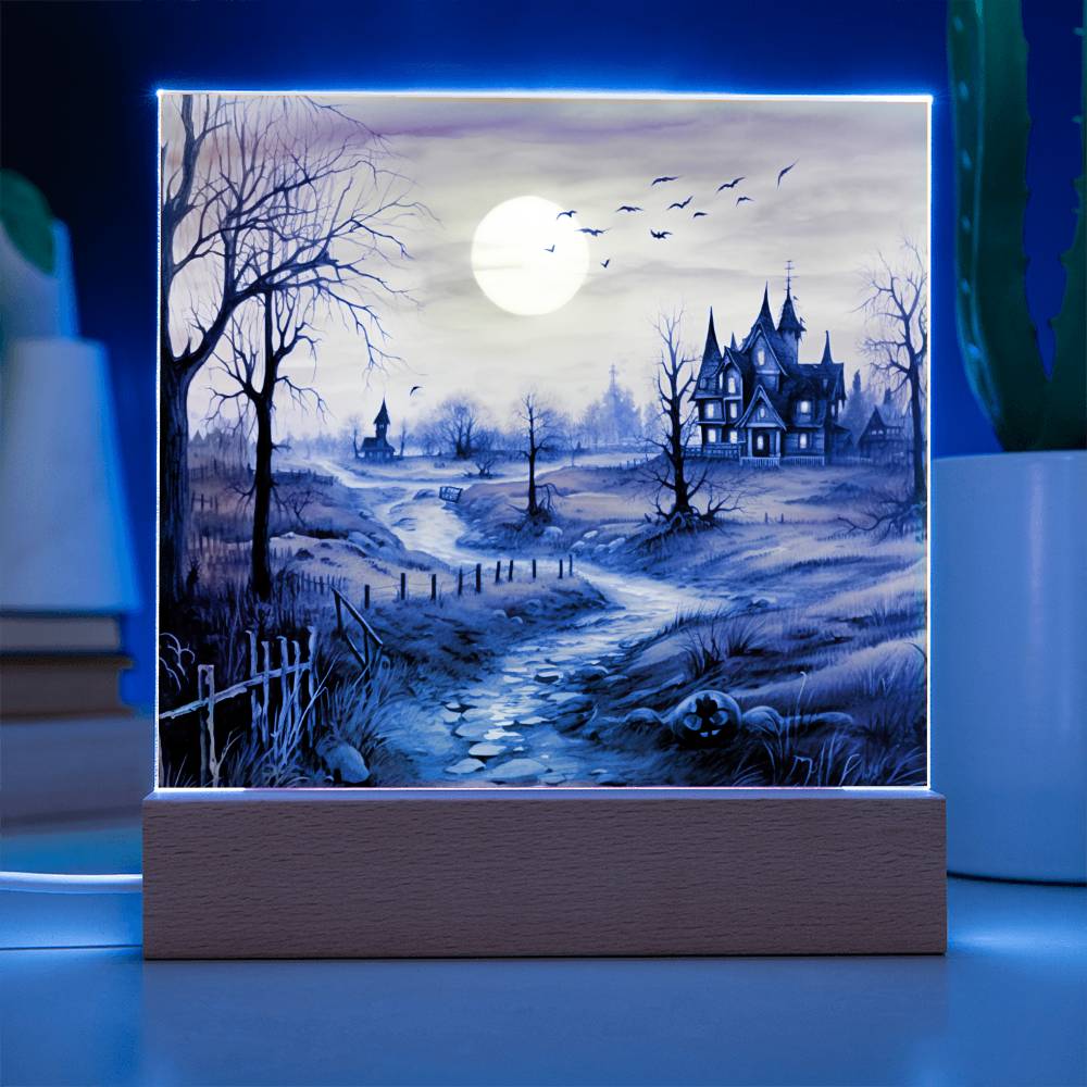 Ghost Manor: Acrylic Halloween Plaque - Mallard Moon Gift Shop