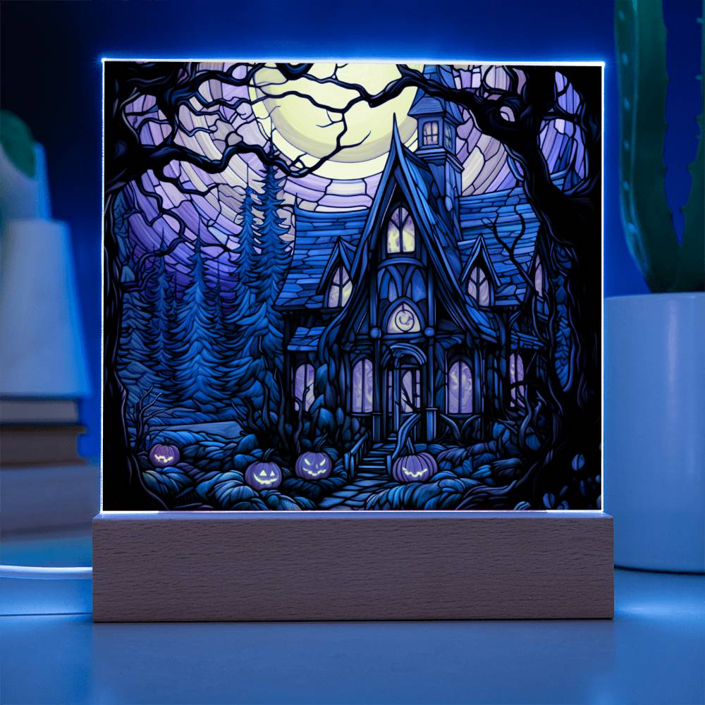 Ghoulish Mansion: Halloween Acrylic Plaque - Mallard Moon Gift Shop