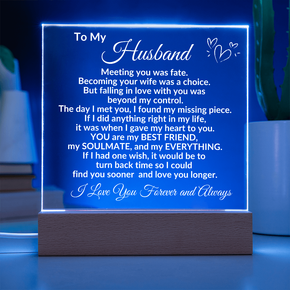 Personalized Acrylic Plaque for Husband – "To My Husband" Romantic Message – Custom Name Gift for Him from Wife – Sentimental Keepsake for Anniversary, Birthday, or Father's Day