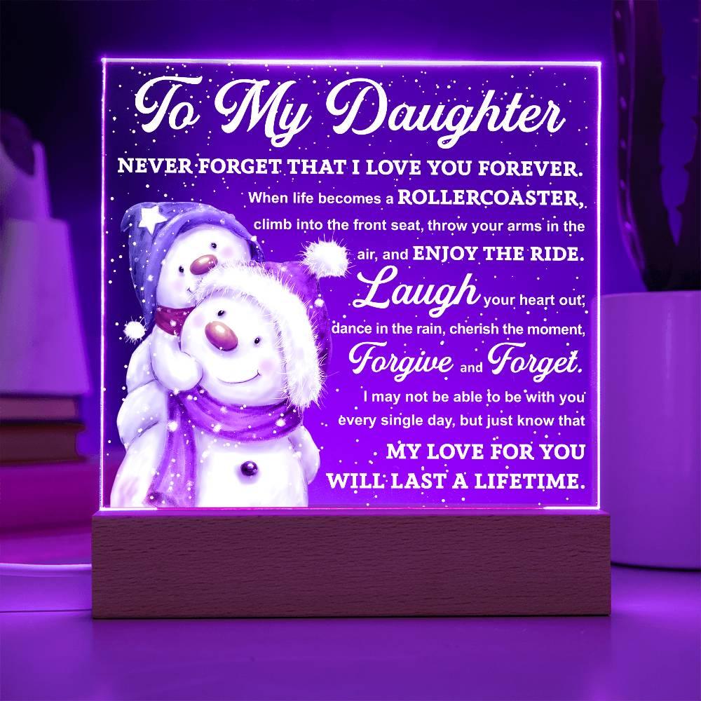 Daughter Gift - Enjoy The Ride Acrylic Square Plaque with LED Wooden Base - Mallard Moon Gift Shop