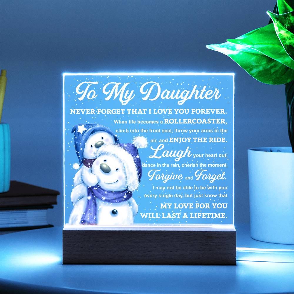 Daughter Gift - Enjoy The Ride Acrylic Square Plaque with LED Wooden Base - Mallard Moon Gift Shop