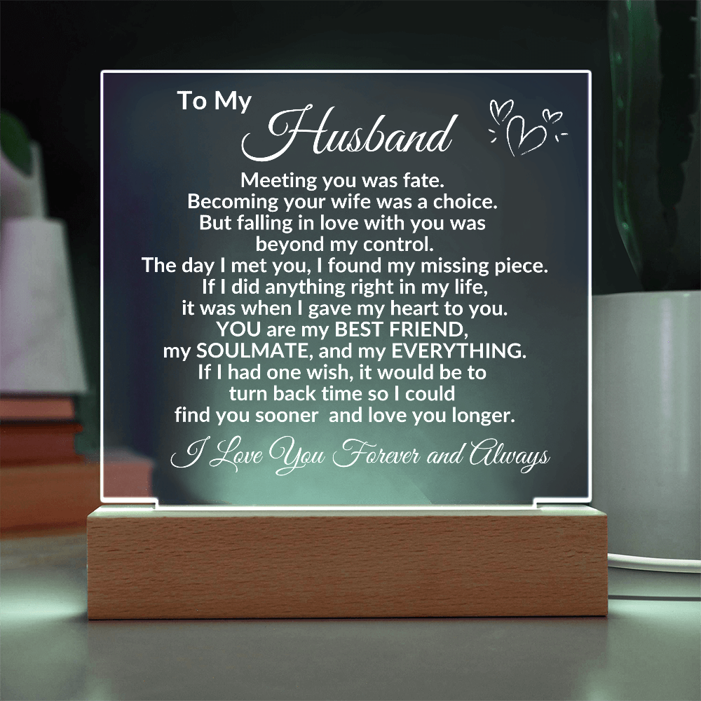Personalized Acrylic Plaque for Husband – "To My Husband" Romantic Message – Custom Name Gift for Him from Wife – Sentimental Keepsake for Anniversary, Birthday, or Father's Day