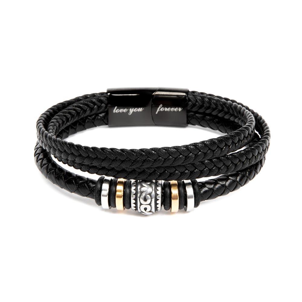 Son Graduation Personalized Leather Bracelet Embrace the Future - Mallard Moon Gift Shop