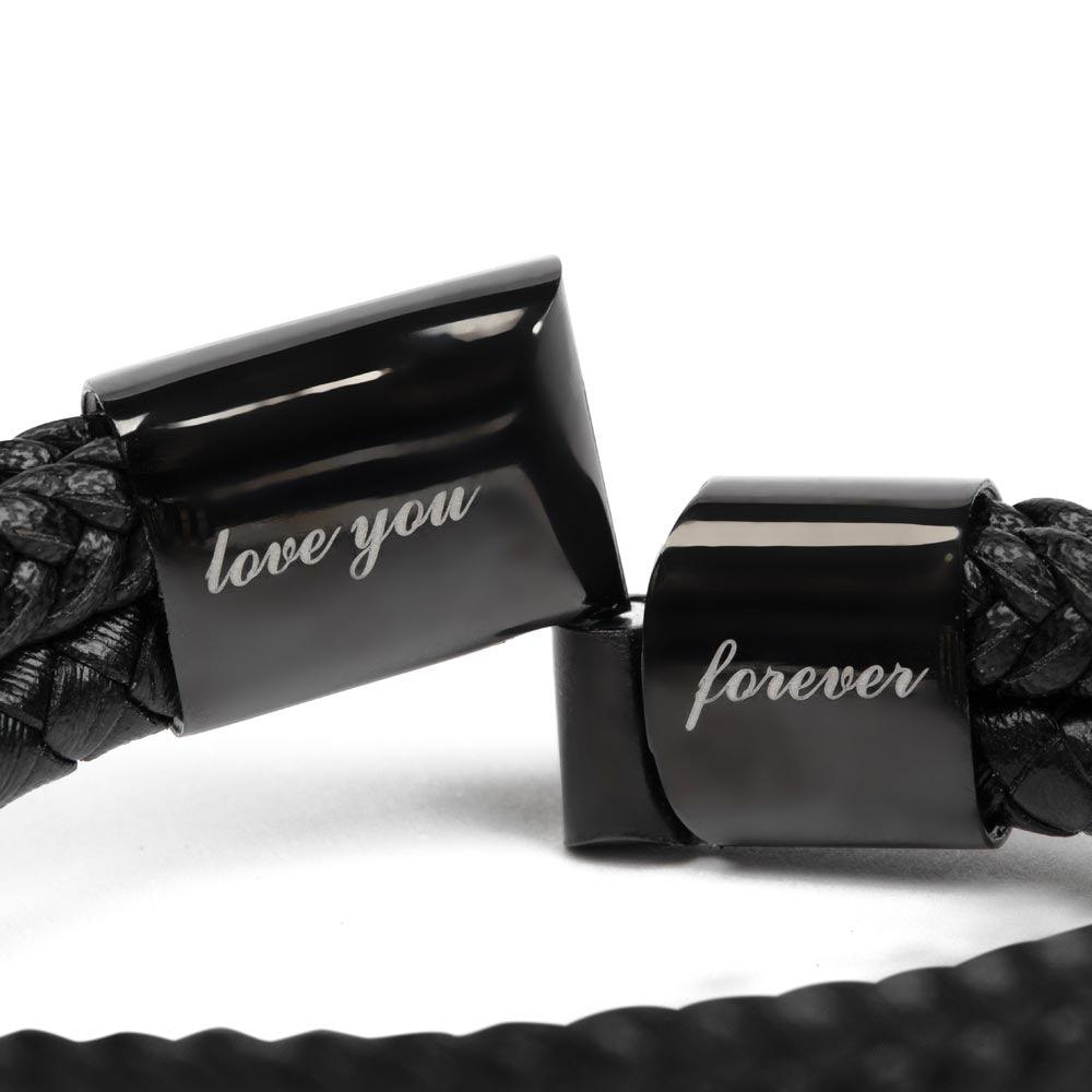 Son Graduation Personalized Leather Bracelet Embrace the Future - Mallard Moon Gift Shop