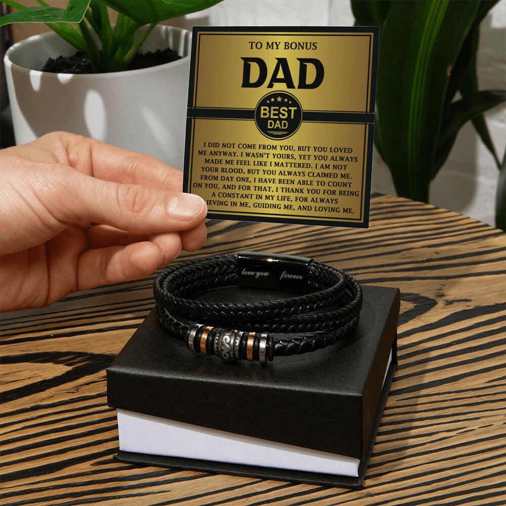 Bonus Dad Gift - Legacy of Love Men's Braided Leather Bracelet with Message Card Set - Mallard Moon Gift Shop