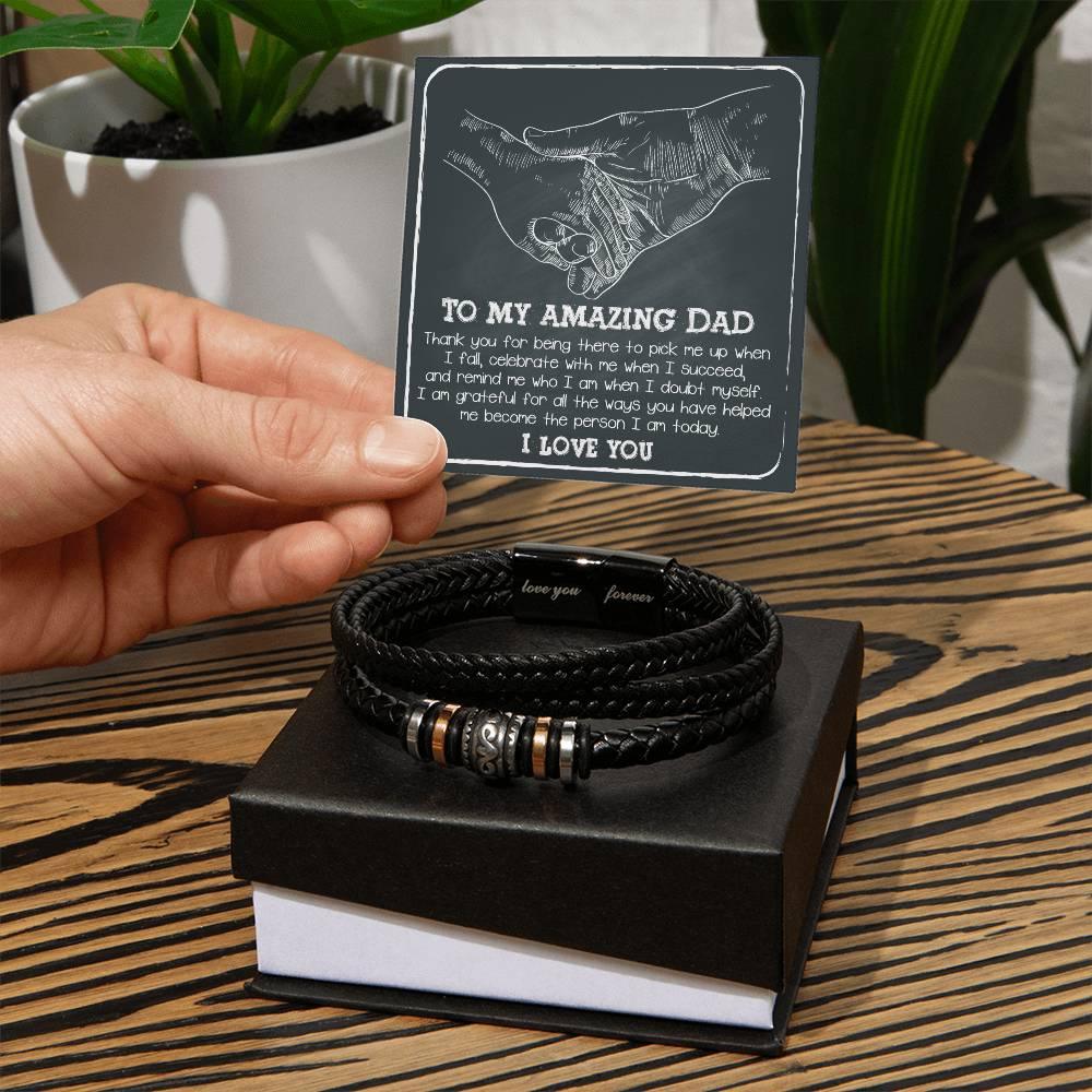 To My Amazing Dad You-Pick Me Up When I Fall Leather Bracelet Gift for Father - Mallard Moon Gift Shop