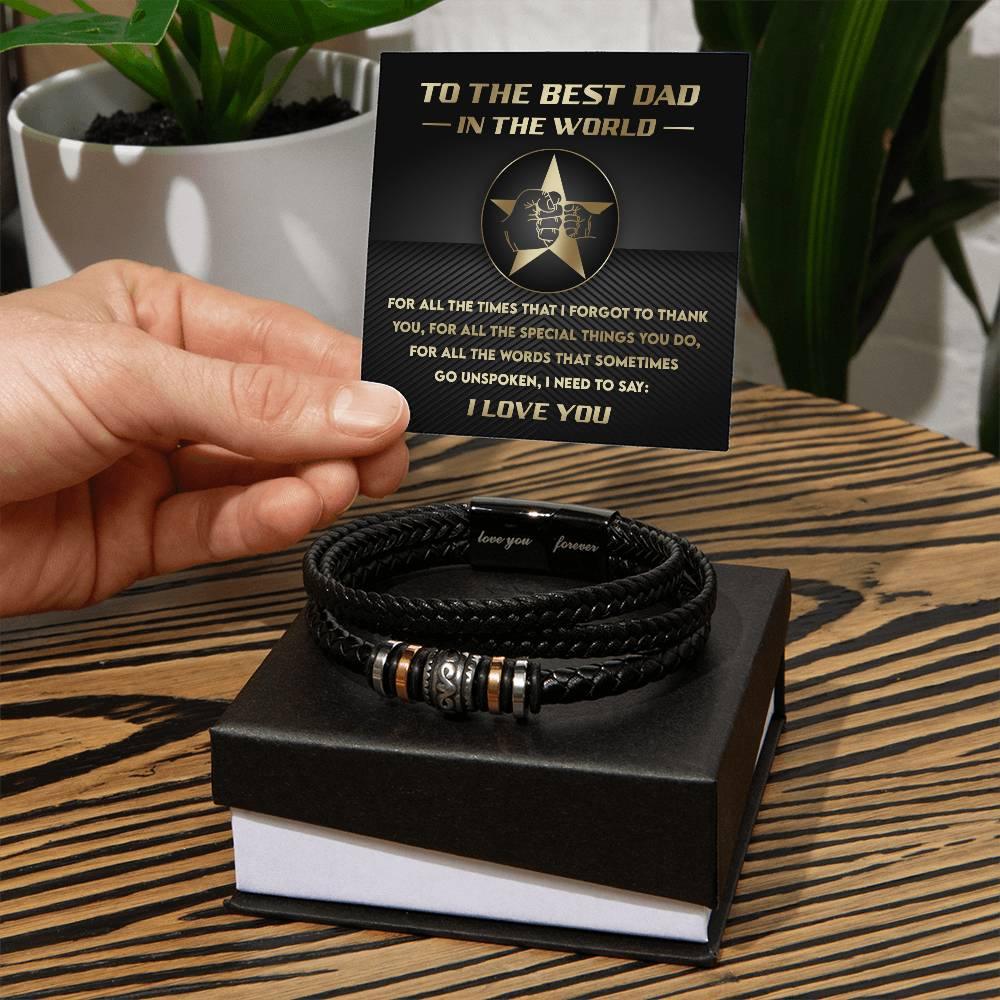 Gift for Dad - I Just Need to Say You Are the Best Dad - Leather Bracelet - Mallard Moon Gift Shop