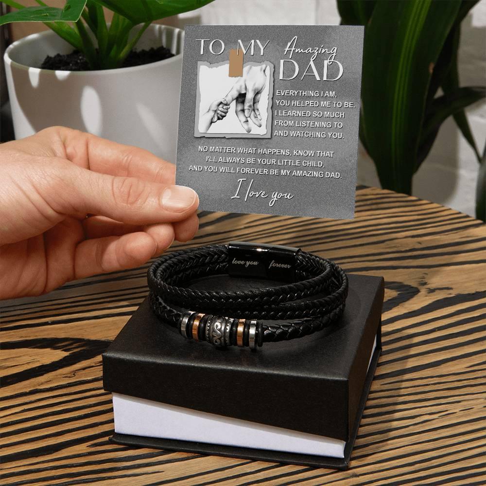 Dad Gift - I Will Always Be Your Little Child - Braided Leather Men's Bracelet - Mallard Moon Gift Shop