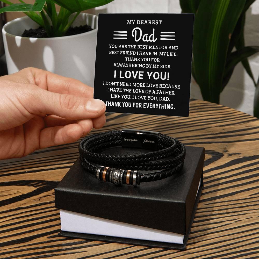 Dad My Mentor My Best Friend Leather Braided Men's Bracelet - Mallard Moon Gift Shop