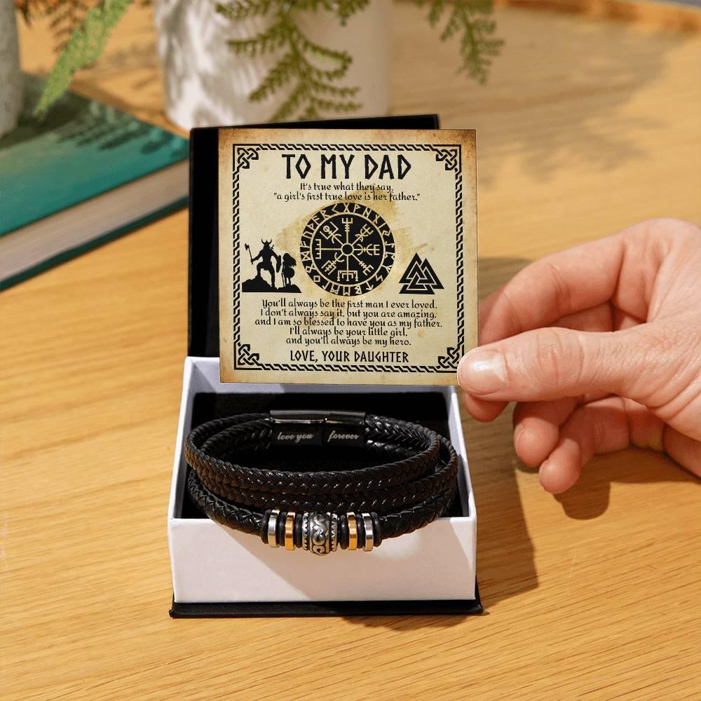 To My Dad - A Girl's First Love is Her Father Leather Bracelet - Mallard Moon Gift Shop