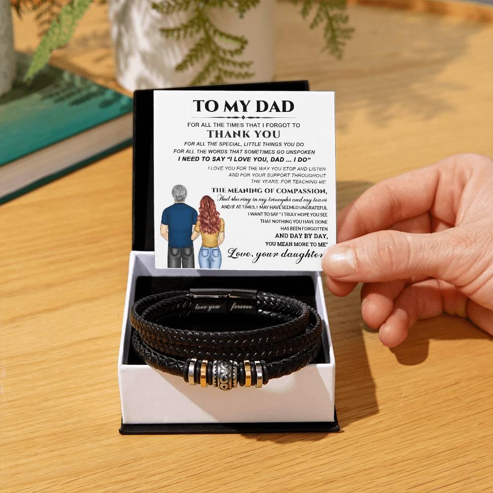 Dad Little Things You Do Leather Braided Men's Bracelet - Mallard Moon Gift Shop