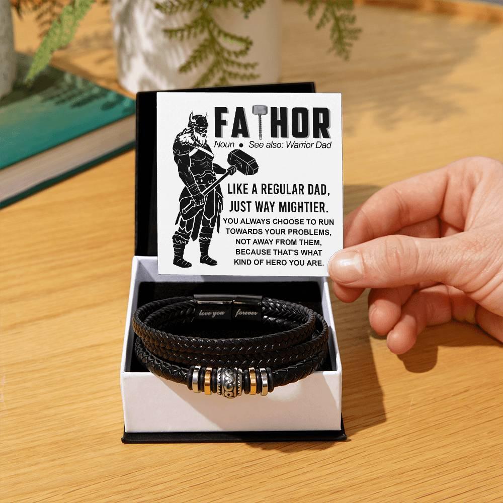Dad - My Warrior Leather Braided Men's Bracelet - Mallard Moon Gift Shop