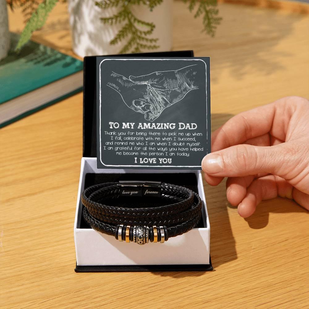 To My Amazing Dad You-Pick Me Up When I Fall Leather Bracelet Gift for Father - Mallard Moon Gift Shop