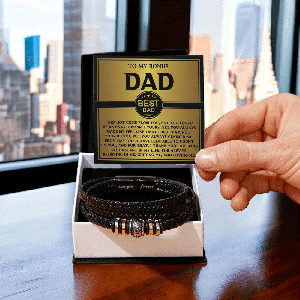 Bonus Dad Gift - Legacy of Love Men's Braided Leather Bracelet with Message Card Set - Mallard Moon Gift Shop