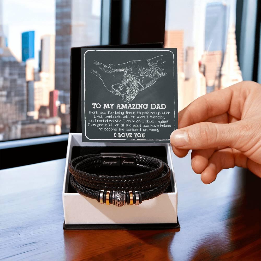 To My Amazing Dad You-Pick Me Up When I Fall Leather Bracelet Gift for Father - Mallard Moon Gift Shop