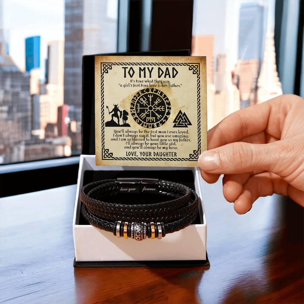To My Dad - A Girl's First Love is Her Father Leather Bracelet - Mallard Moon Gift Shop