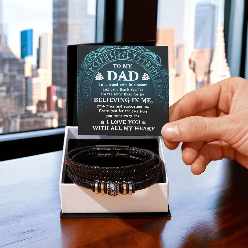Dad - Pleasure And Pain Leather Braided Men's Bracelet - Mallard Moon Gift Shop